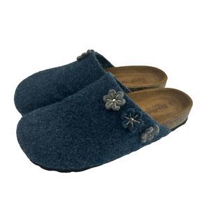 Bio-Gold Boiled Wool Mules Slip On Flats Clog Shoe Made In Italy 7 EU 37 Women